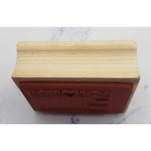 Gift Tag To From With Hearts & Flowers Noteworthy Wood Mounted Rubber Stamp - Picture 4 of 7